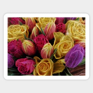 mixed flowers of bright colours in this glowing bouquet Sticker